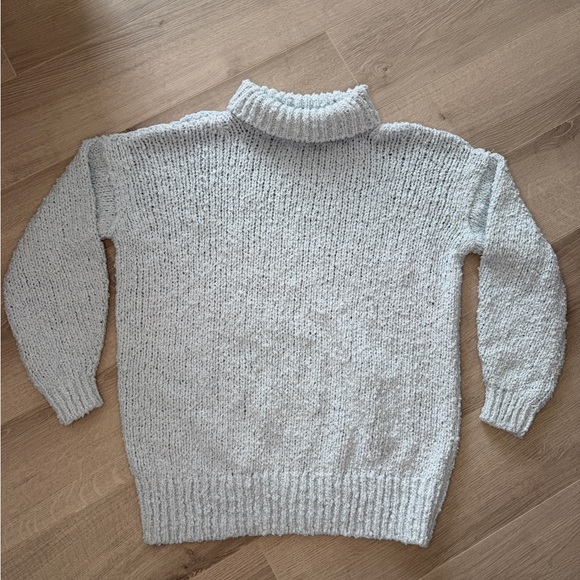 Anthropologie Sweaters - Anthropologie Chunky Knit Turtleneck Sweater Blue Oversized Small